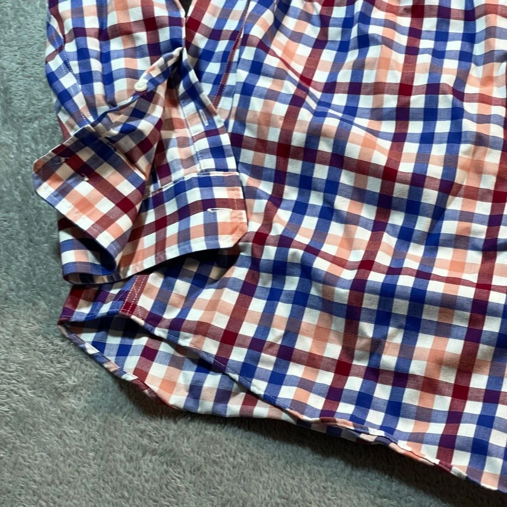 Banana Republic Classic‎ Fit Button Down Shirt Plaid Non Iron XL Men's Red Blue